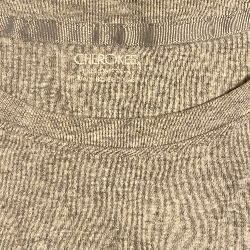 Cherokee Heather Gray Grey Shirt Crew Top Shirt Sleeves Large T-Shirt - Picture 4 of 5